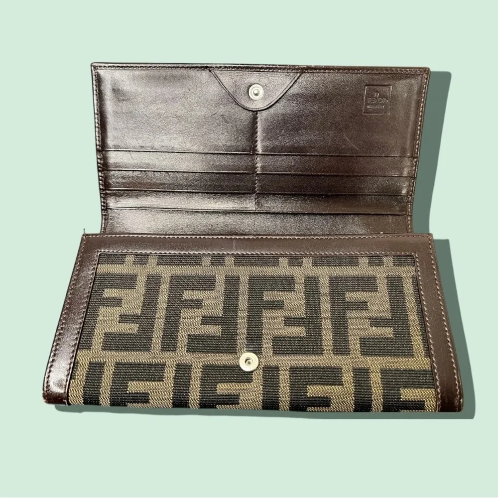 Fendi Zucca Monogram Vintage Continental Long Wallet
